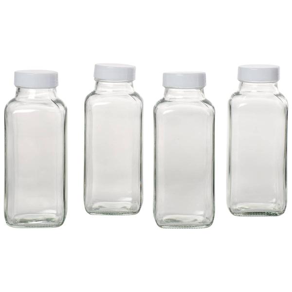 Gourmet Kitchen 12oz. Glass Juice Bottles - Set of 4