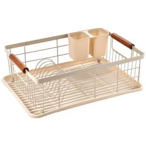 Gourmet Kitchen Dish Rack with Acacia Handles