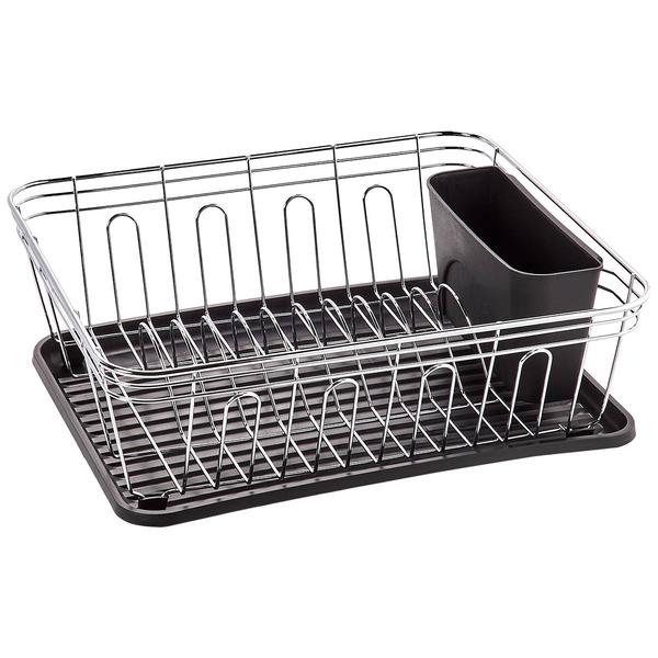 Gourmet Kitchen Charcoal/Black Metal Wire Dish Rack