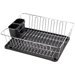 Gourmet Kitchen Charcoal/Black Metal Wire Dish Rack
