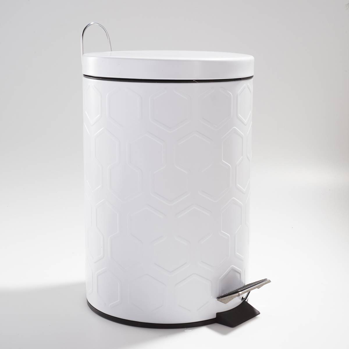 5-Liter Honeycomb Embossed Trash Can - Matte White