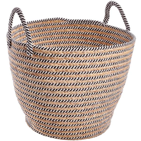 Heritage Small Black Stripe Rope Hyacinth Hamper