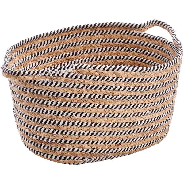 Heritage Large Black Stripe Rope Hyacinth Shelf Tote