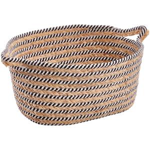 Heritage Medium Black Stripe Rope Hyacinth Shelf Tote
