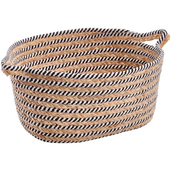 Heritage Medium Black Stripe Rope Hyacinth Shelf Tote