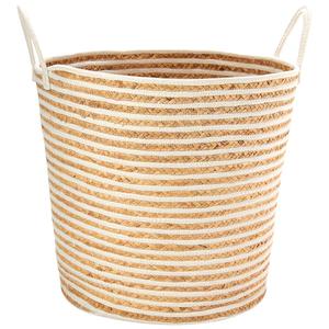Heritage Large White Stripe Rope Hyacinth Hamper