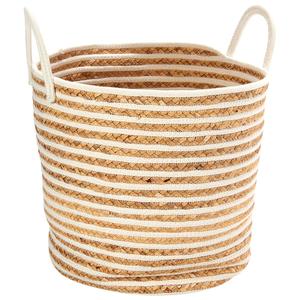 Heritage Small White Stripe Rope Hyacinth Hamper