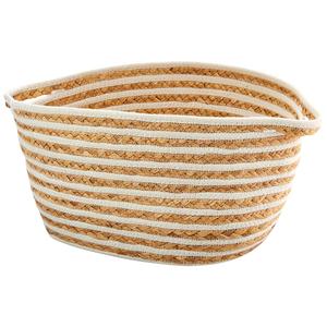 Heritage Large White Stripe Rope Hyacinth Shelf Tote