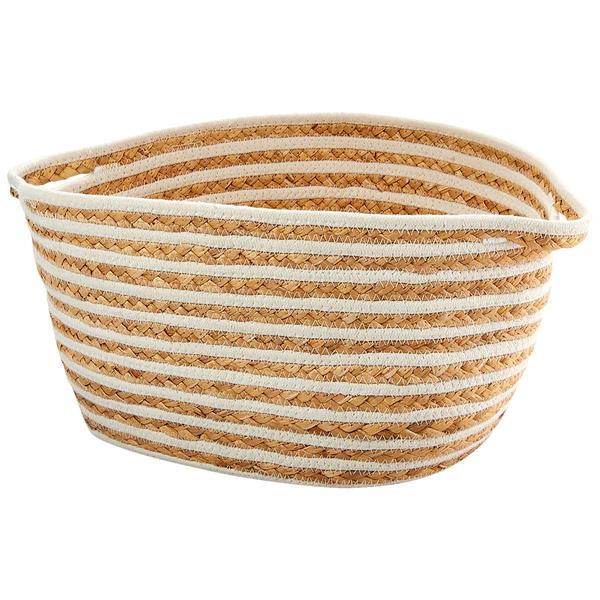 Heritage Large White Stripe Rope Hyacinth Shelf Tote