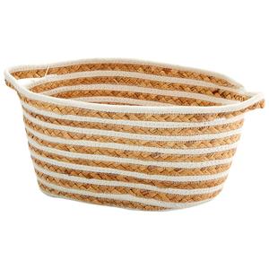 Heritage Small White Stripe Rope Hyacinth Shelf Tote
