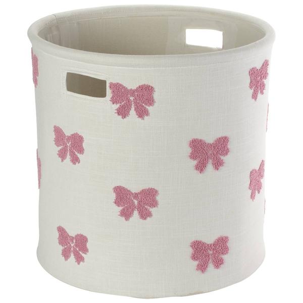Heritage Large Round Embroidered Bow Basket