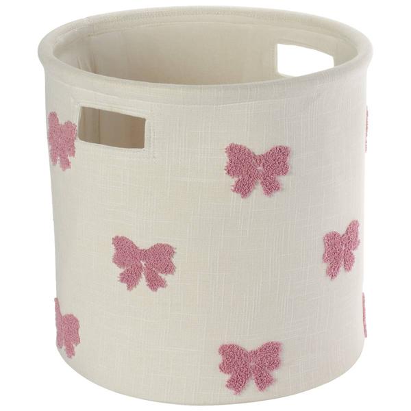 Heritage Medium Round Embroidered Bow Basket