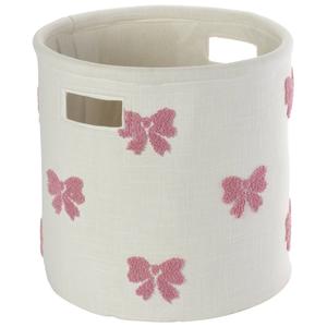 Heritage Small Round Embroidered Bow Basket