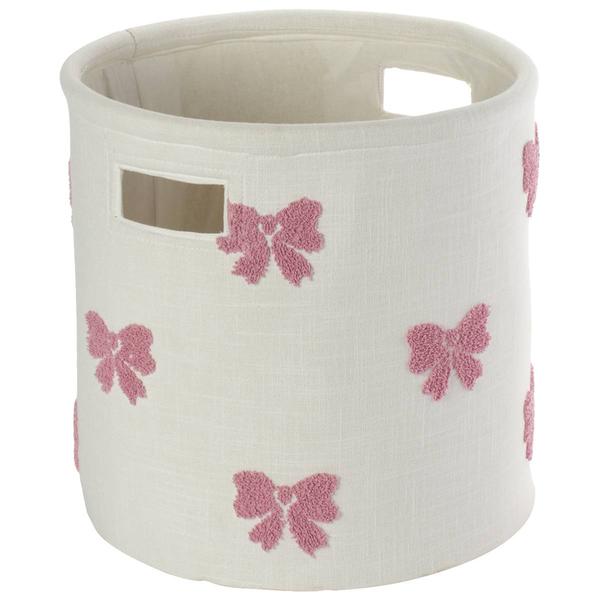 Heritage Small Round Embroidered Bow Basket
