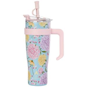 Double Wall Insulated 40oz. Hydrangea Tumbler with Straw
