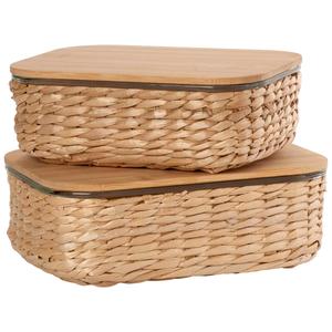 Gourmet Kitchen Rush Bamboo Rectangle Glass Storage Container