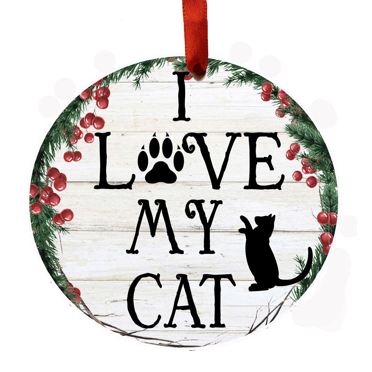 E&S Pets I Love My Cat Wreath Ornament