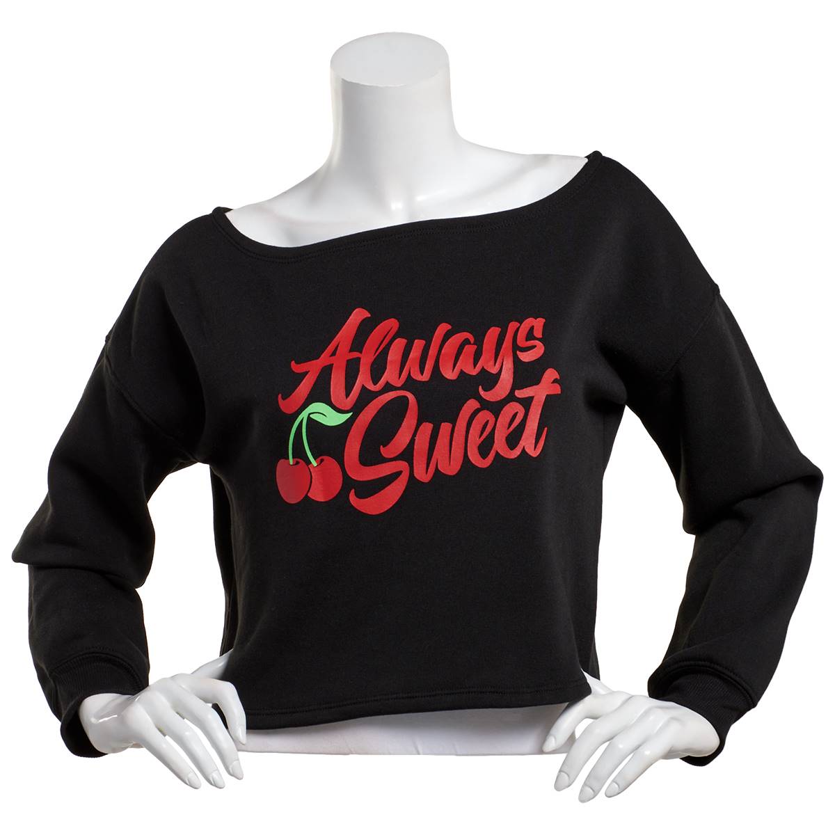 Juniors Derek Heart Always Sweet Cropped Graphic Sweatshirt