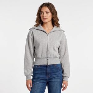 Juniors Derek Heart Sailor Collar Dolman Sleeve Fleece Zip Up
