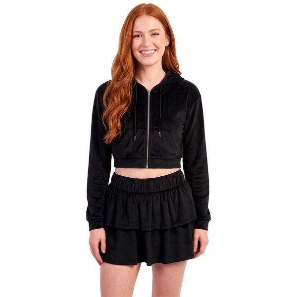 Juniors Derek Heart Velour Zip Hoodie & Mini Skirt Set