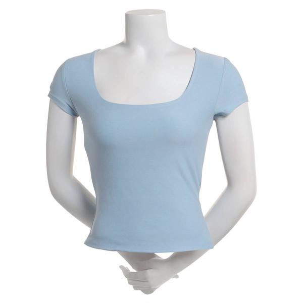 Juniors Derek Heart Short Sleeve Square Neck Double Layer Tee