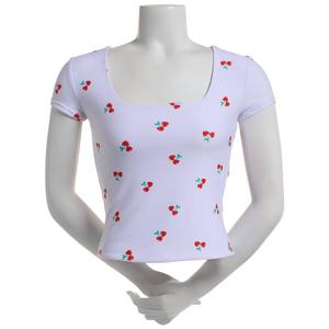 Juniors Derek Heart Double Layer Square Neck Cherry Tee