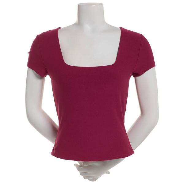 Juniors 7th & Hudson Short Sleeve Square Neck Double Layer Tee