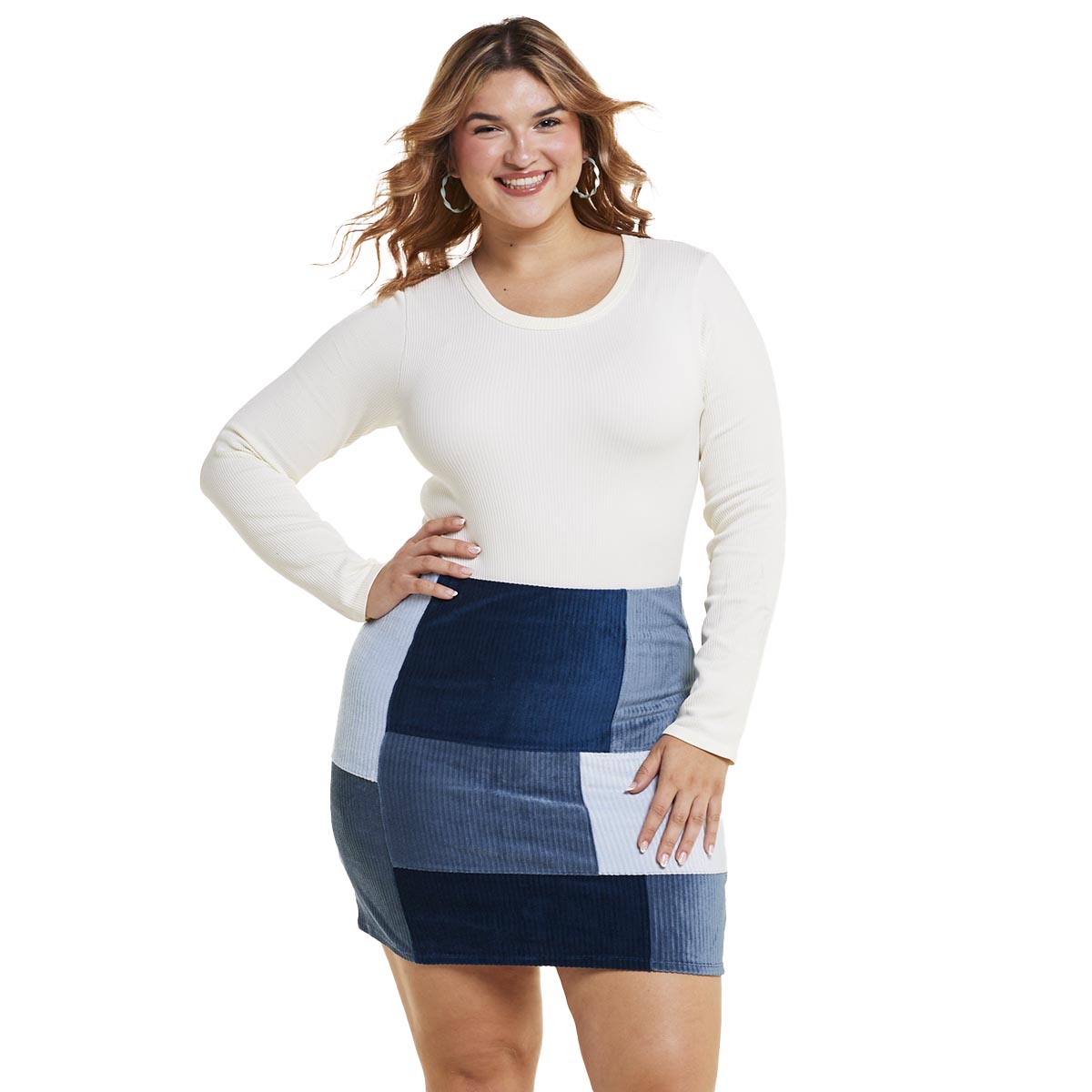 Juniors Plus Derek Heart Patched Corduroy Mini Skirt