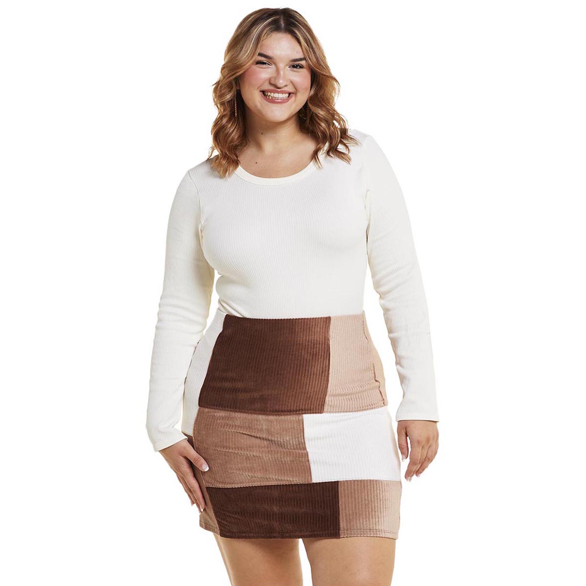 Juniors Plus Derek Heart Patched Corduroy Mini Skirt