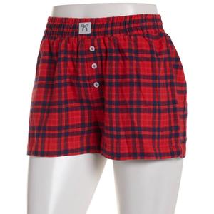 Juniors Derek Heart Flannel Plaid Boxer Shorts w/ Bow Patch