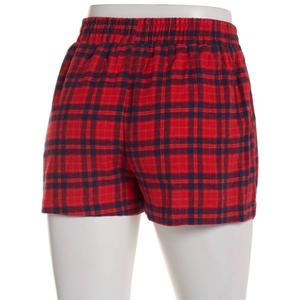 Juniors Derek Heart Flannel Plaid Boxer Shorts w/ Bow Patch alternate view