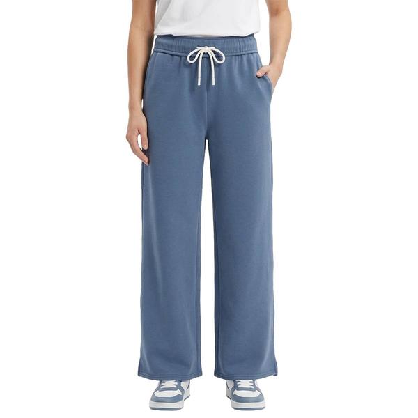 Juniors Derek Heart Fold Over Waist Wide Leg Fleece Sweatpants