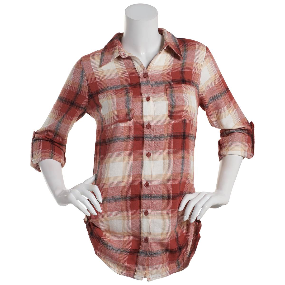 Juniors Derek Heart Arbor Roll-Tab Flannel Shirt