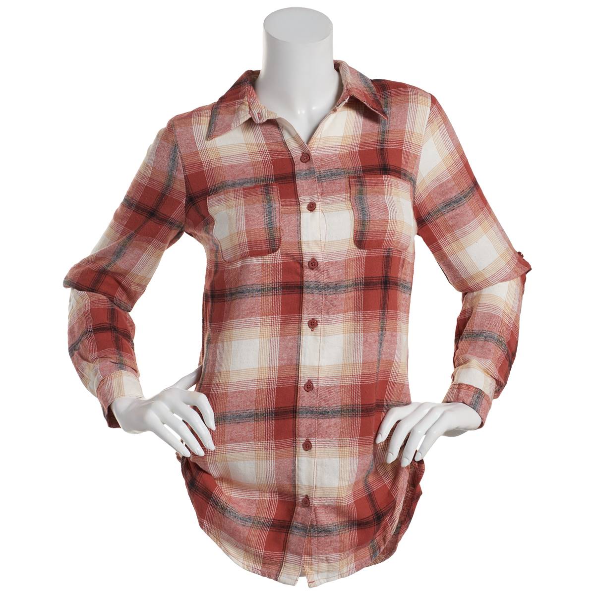 Juniors Derek Heart Arbor Roll-Tab Flannel Shirt