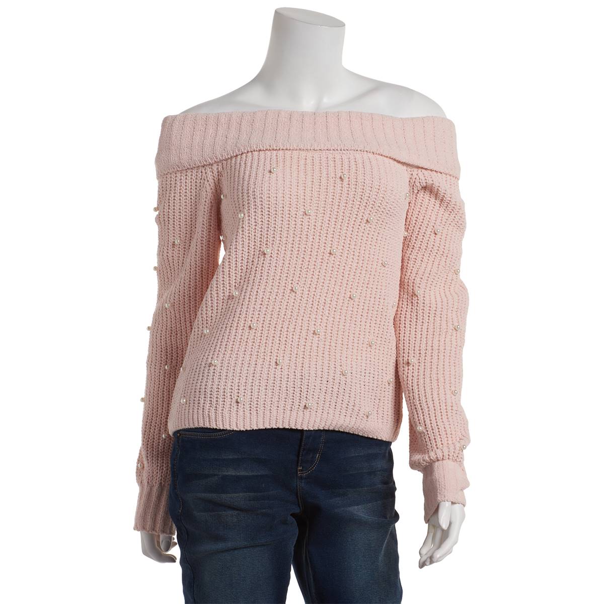 Juniors Derek Heart Brighton Embellished Off The Shoulder Sweater