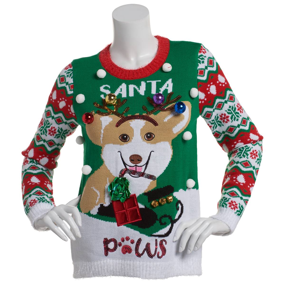 Juniors Derek Heart Santa Paws Holiday Sweater