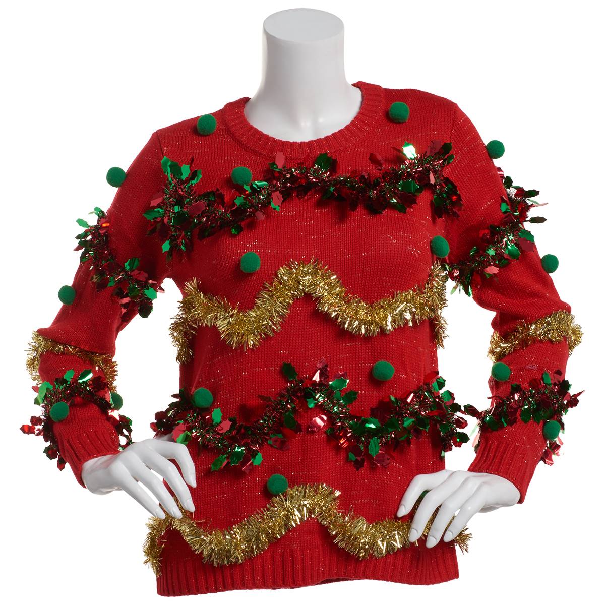 Juniors Derek Heart Tinsel Crew Neck Sweater