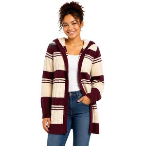 Juniors Derek Heart Matte Chenille Striped Hooded Cardigan alternate view