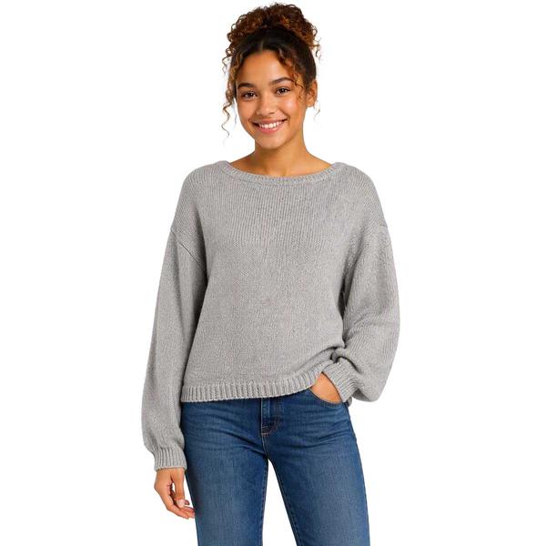 Juniors Derek Heart Boat Neck Balloon Sleeve Pullover Sweater