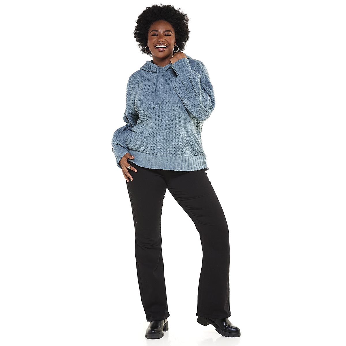 Juniors Plus Derek Heart Cable Knit Sweater