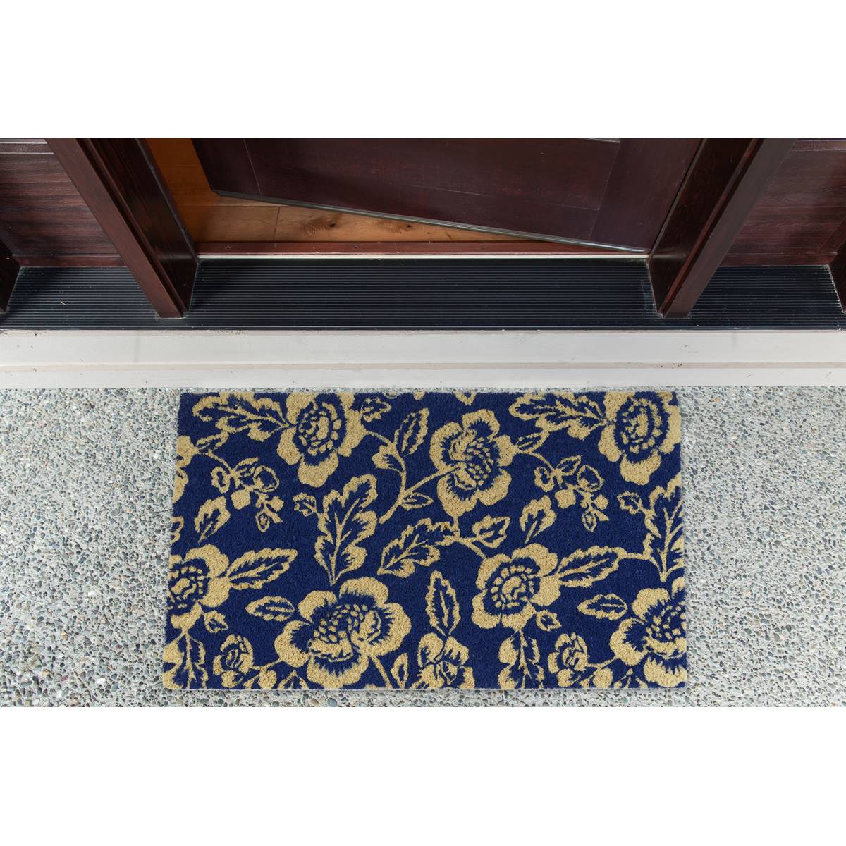 Design Imports Blue Peonies Doormat