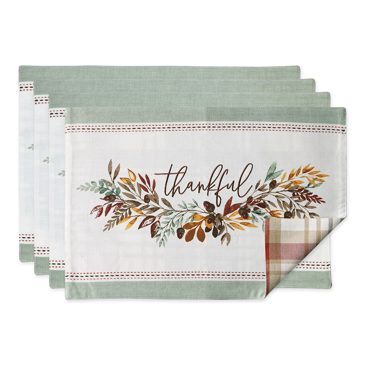 DII(R) Embellished Thankful Reversible Placemats - Set Of 4