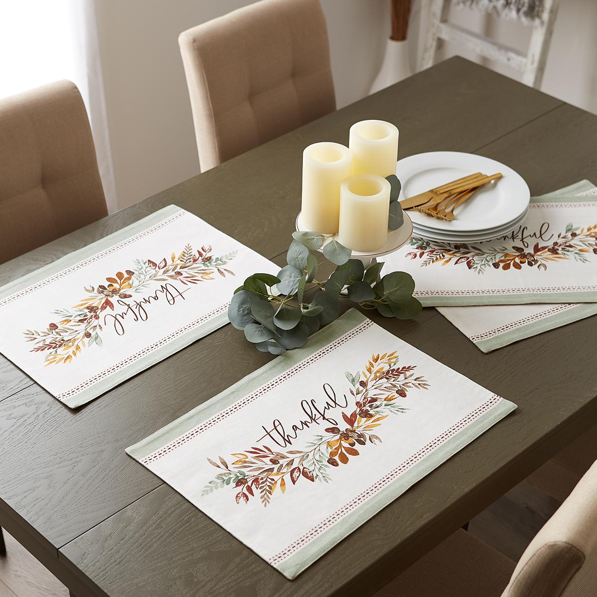 DII(R) Embellished Thankful Reversible Placemats - Set Of 4