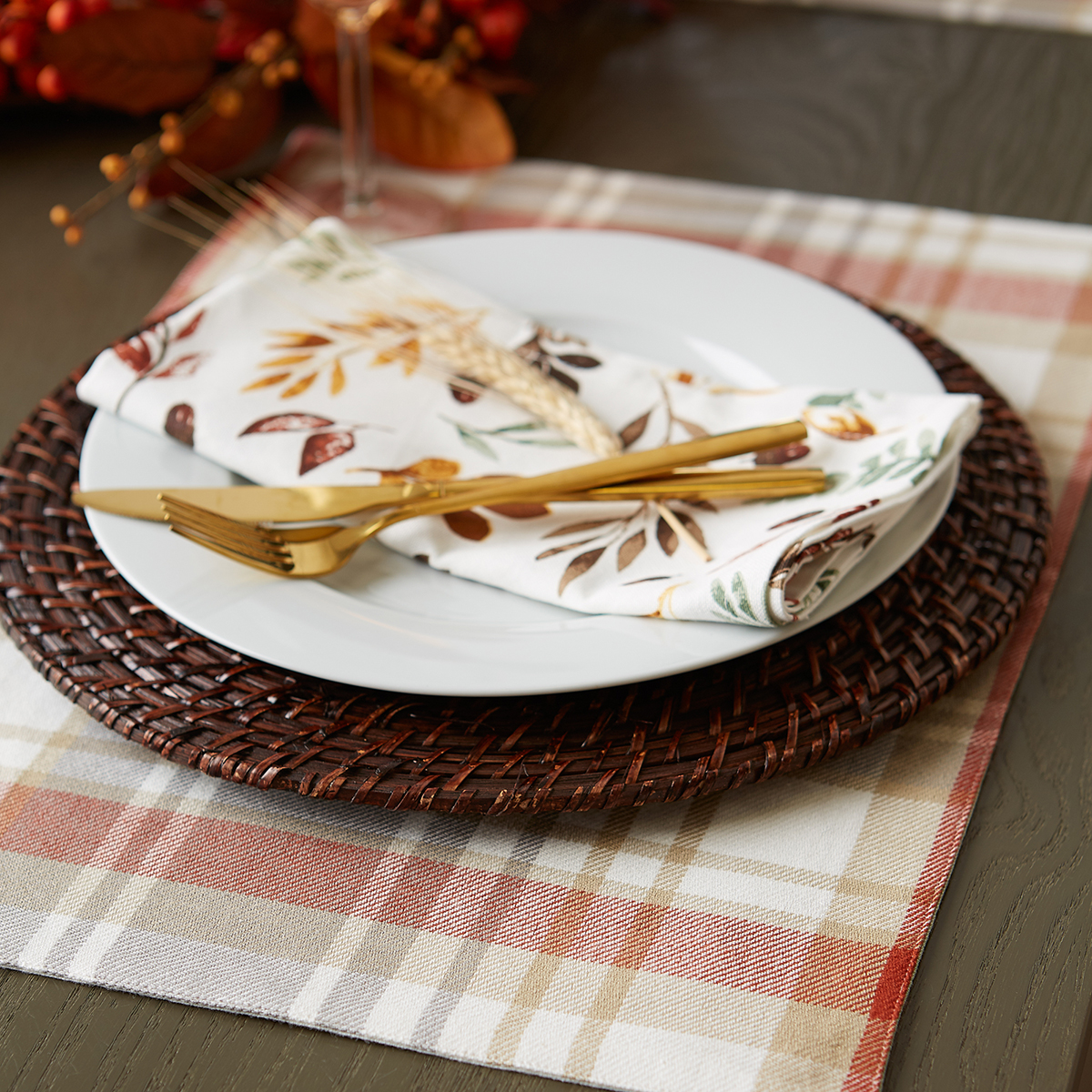 DII(R) Embellished Thankful Reversible Placemats - Set Of 4