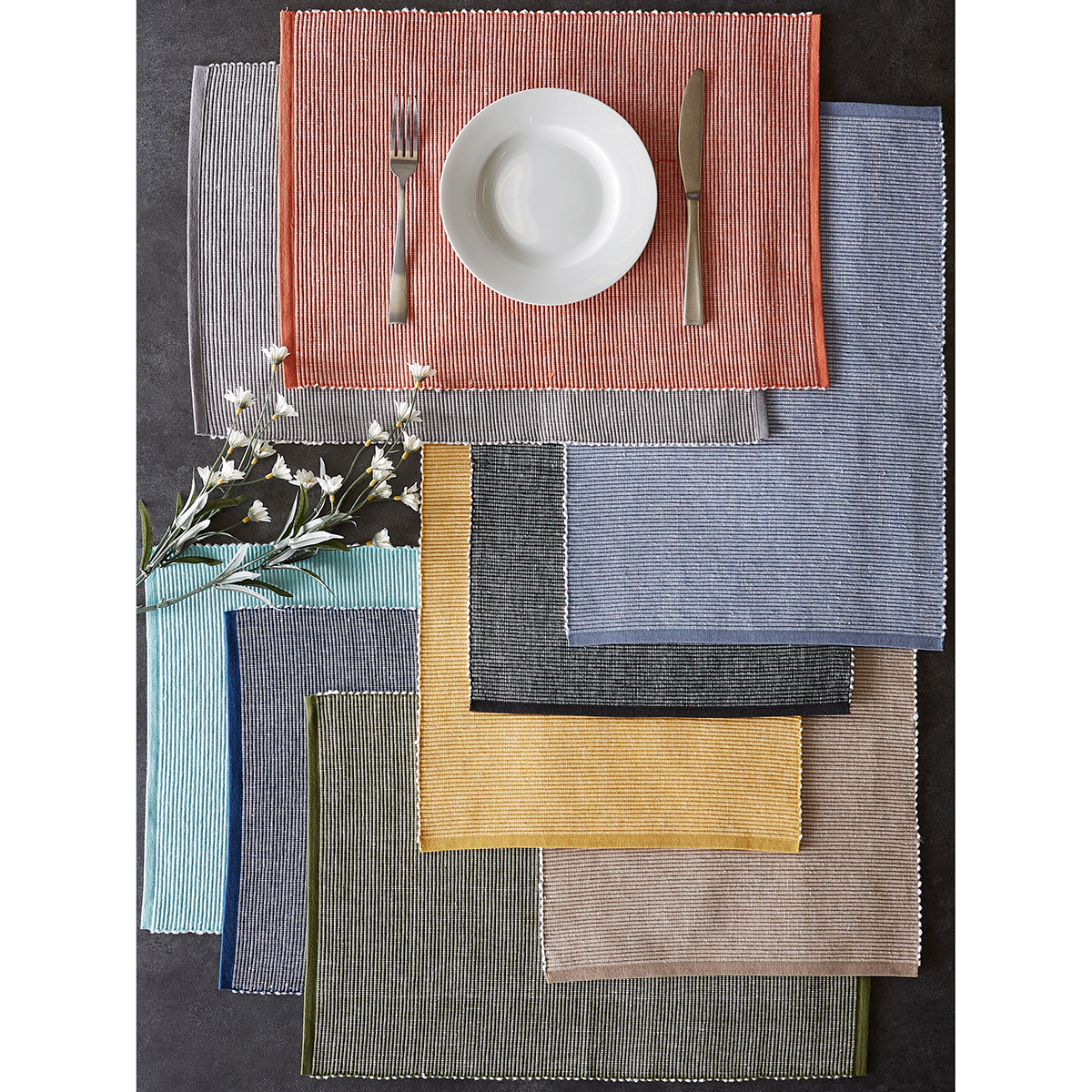 DII(R) Design Imports 2-Tone Ribbed Placemats - Set Of 6