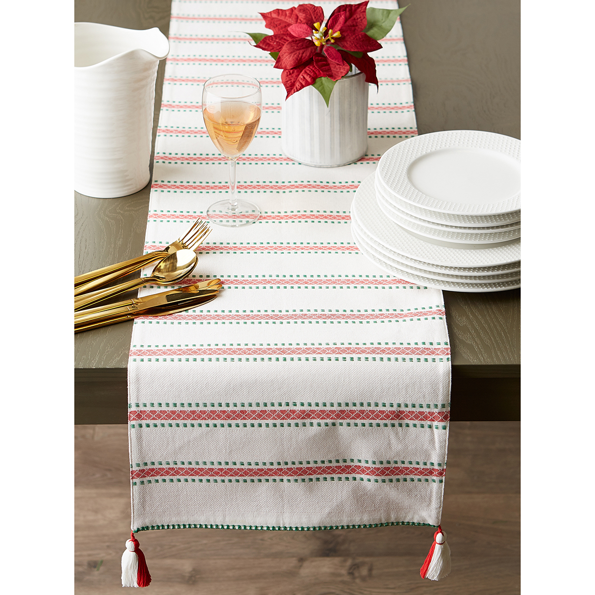 DII(R) Joyful Snowflakes Reversible Jacquard Table Runner