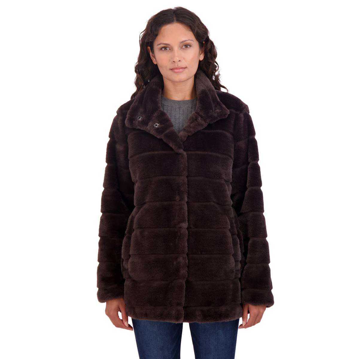 Womens Sebby Grooved Faux Fur Snap Front Walker