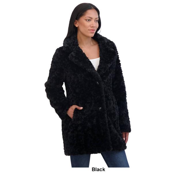 Womens Sebby Crushed Faux Fur Coat w/Notch Collar alternate view
