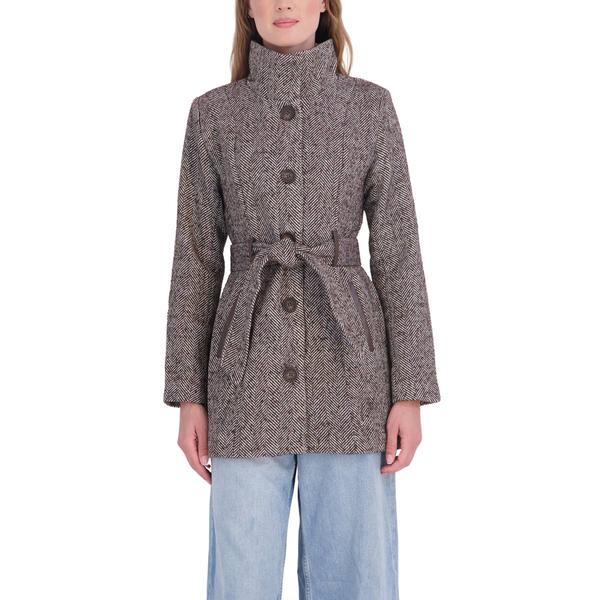 Womens Sebby Chevron Wool w/ Belt Peacoat