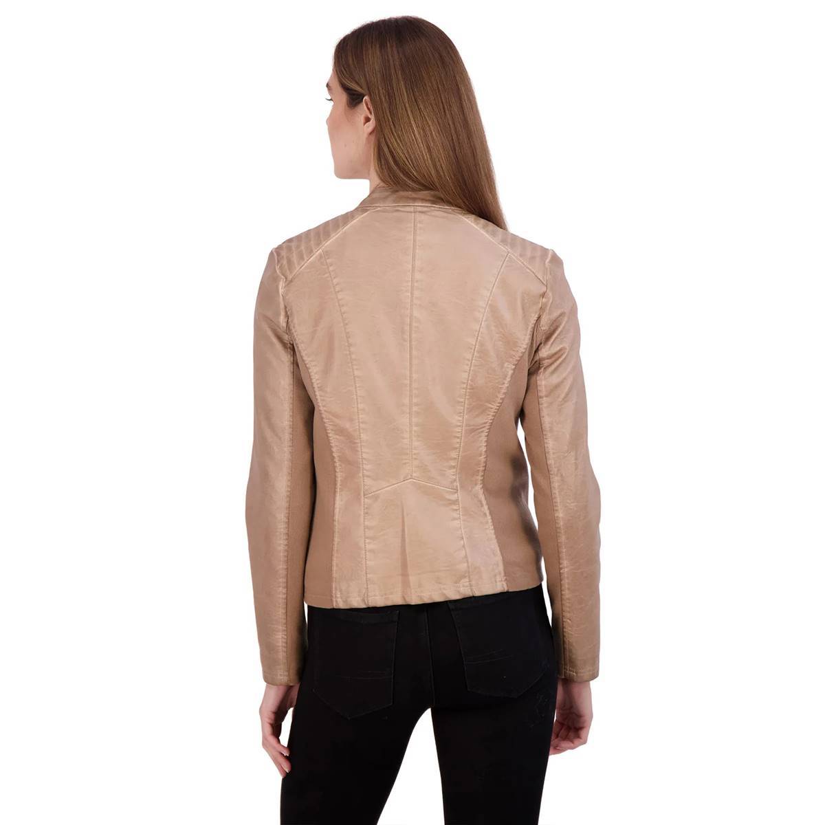 Womens Sebby Faux Leather Scuba Motorcycle Jacket